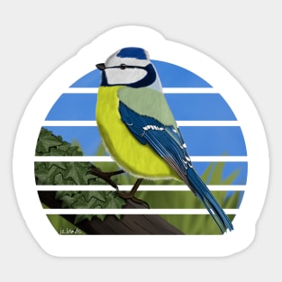 jz.birds Blue Titmouse Bird Animal Design Illustration Sticker